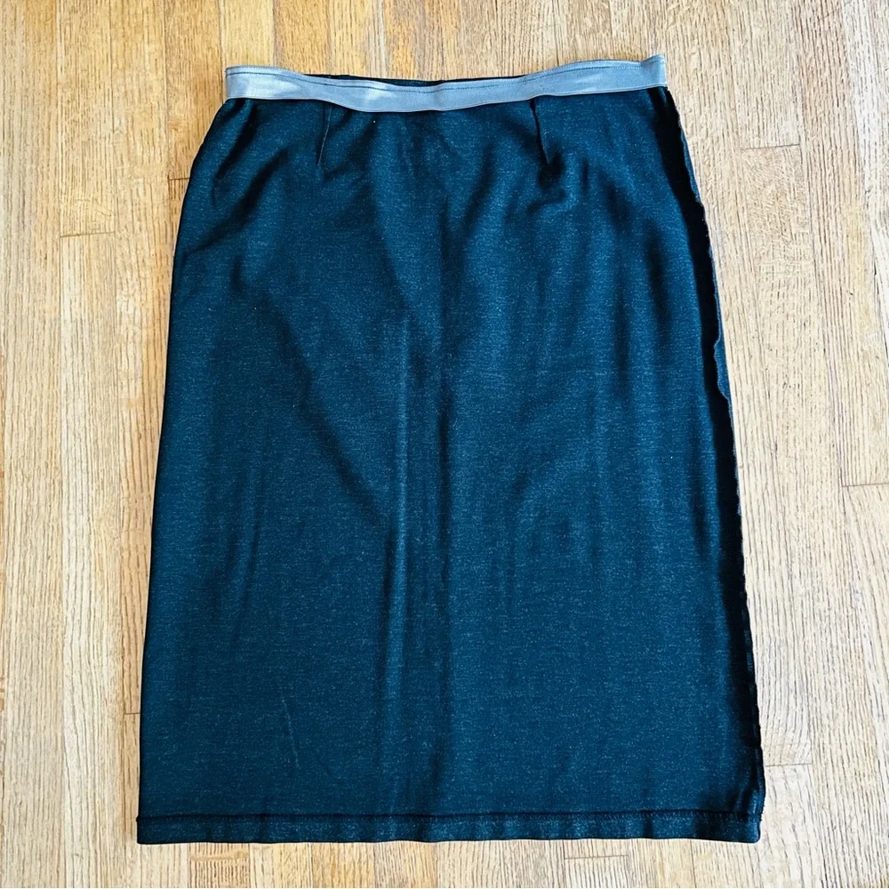 Vocabulary Gray Charcoal Heathered Elastic Waist Stretch Pencil Skirt, size L - Picture 6 of 7